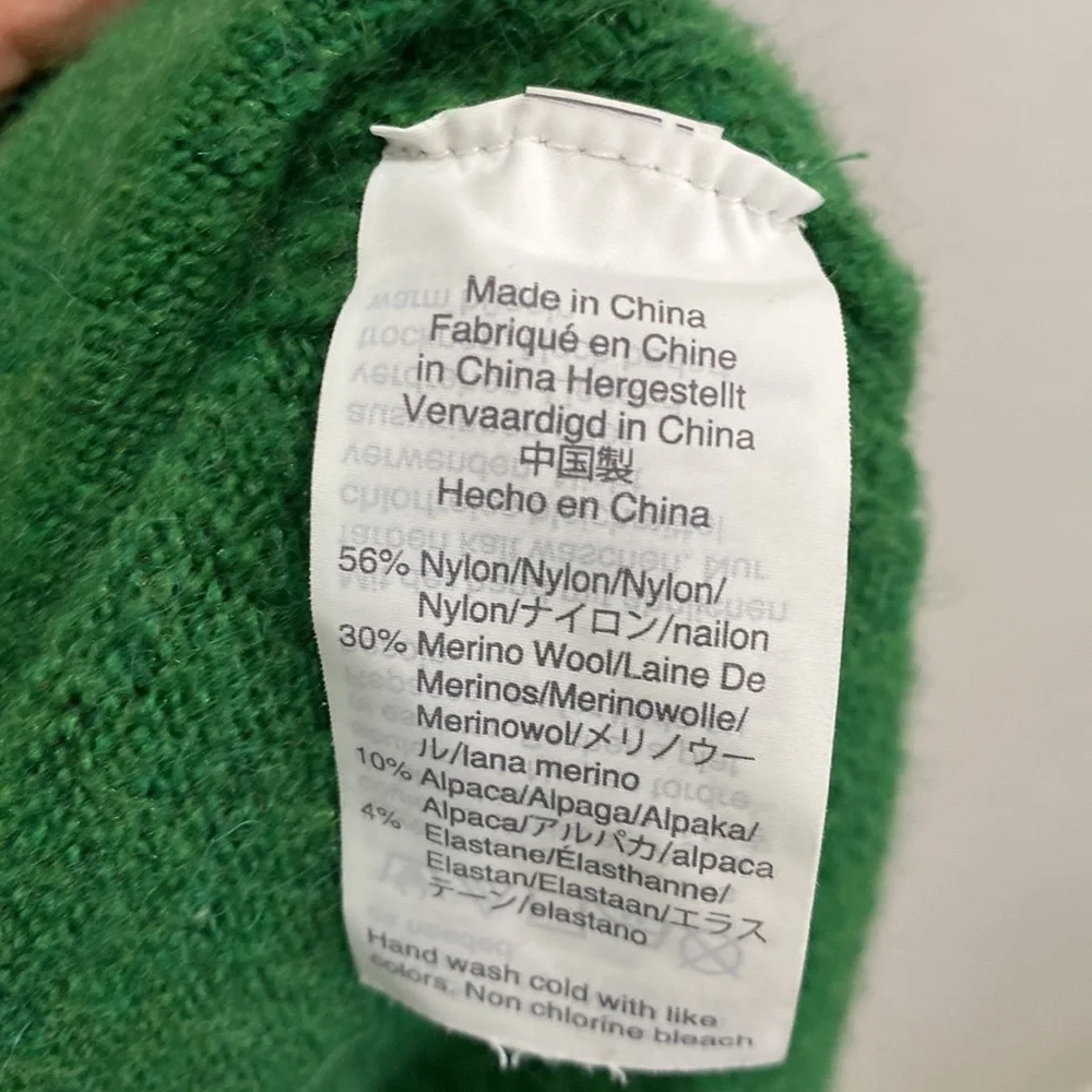 J crew green v‎ neck sweater wool alpaca